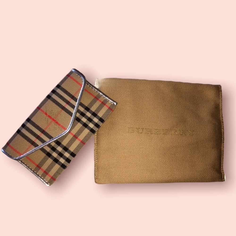 BURBERRY SILVER SMALL CHECK ENVELOPE CARD WAL